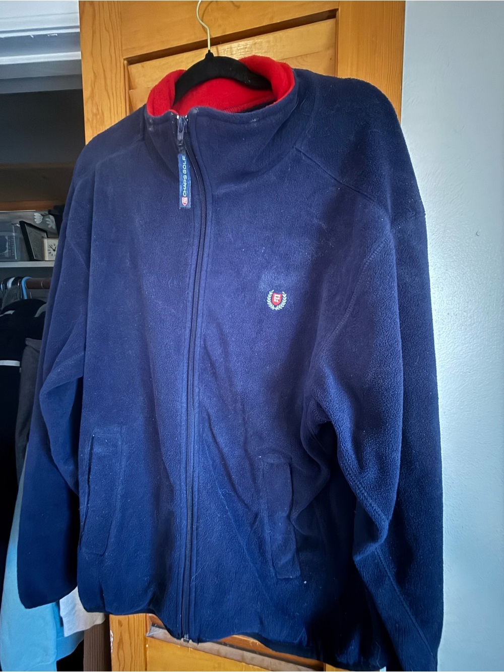 Ralph Lauren Navy Fleece Jacket with Red Collar